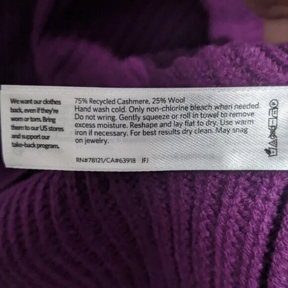 NEW Eileen Fisher | High/Low Recycled Cashmere & Wool Sweater in Purple - Picture 5 of 8